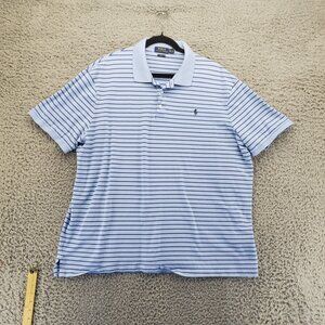 Polo Ralph Lauren Shirt Mens XXL Blue Striped Classic Fit Short Sleeve Polo